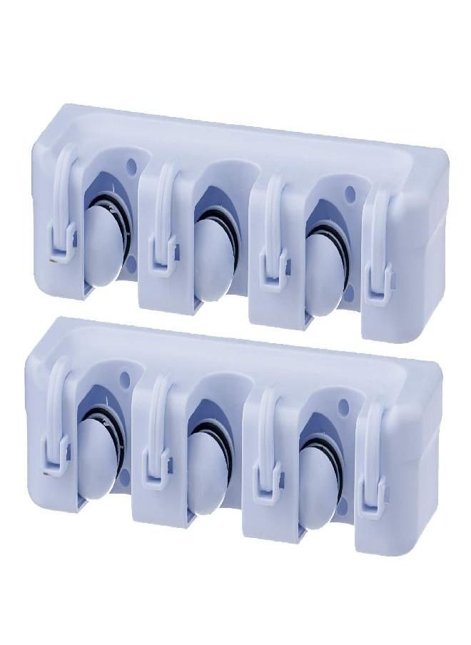 Superio Mop & Broom organizer 3-Slots (White 2-Pack)