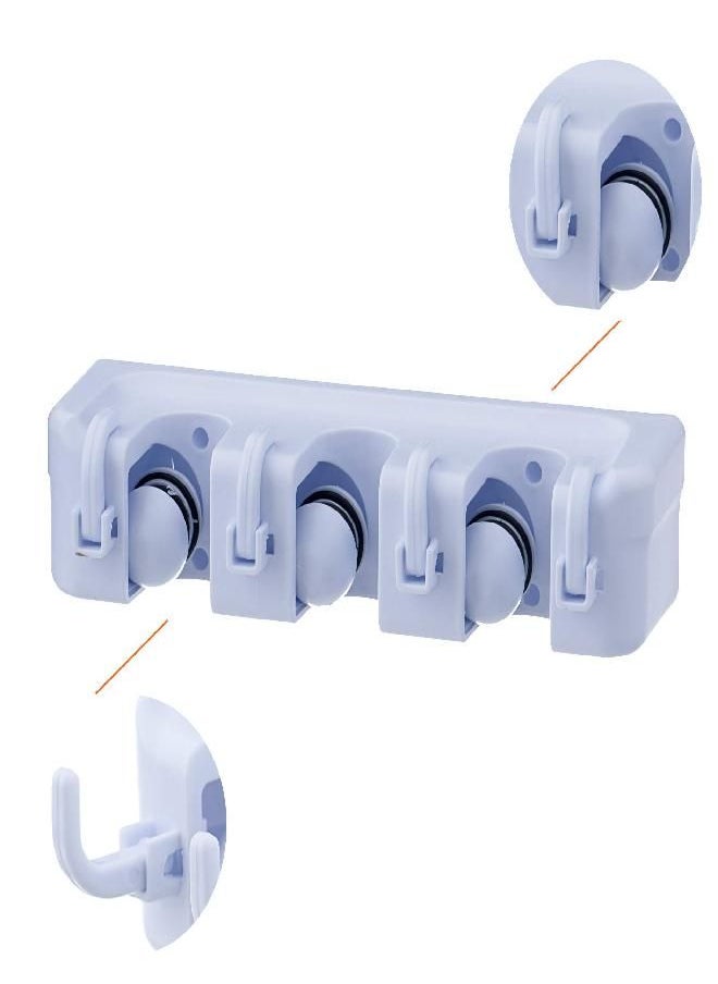 Superio Mop & Broom organizer 3-Slots (White 2-Pack)