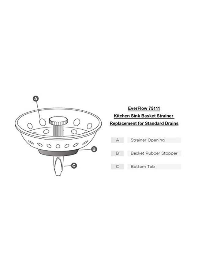 Kitchen Sink Basket Strainer Replacement Silver 6 x 5 x 6inch