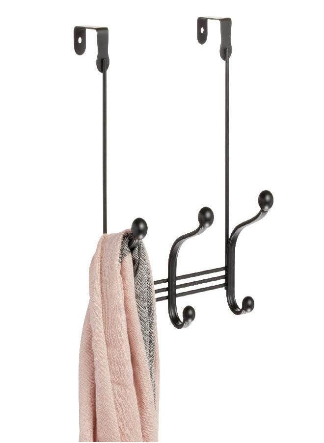 iDesign York Metal Over the Door Organizer, 3-Hook Rack for Bedroom, Closet, Bathroom, 5.5