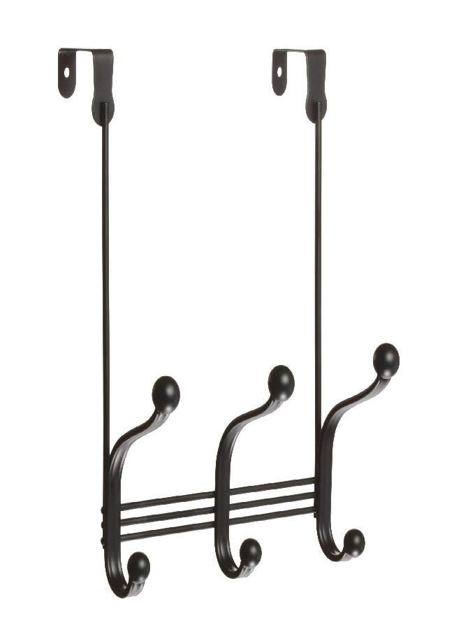 iDesign York Metal Over the Door Organizer, 3-Hook Rack for Bedroom, Closet, Bathroom, 5.5