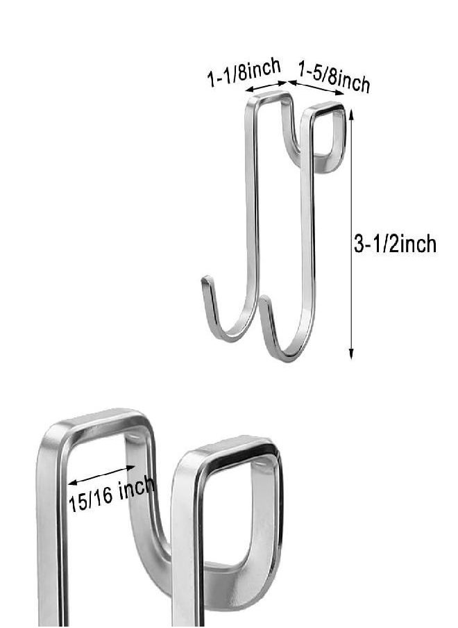 4 Pack Over Cabinet Drawer Double Hooks, Stainless Steel Multiple Use Narrow Door Hook for Kitchen, Bathroom, Wardrobe Door, only Sold by YamaziHD