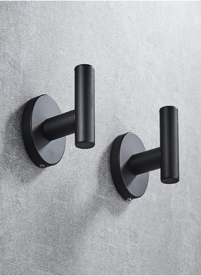 MARMOLUX ACC - Towel Hook Black Bathroom Single Coat Hooks Bath Kitchen Small Hand Towel Holder Hat Door Hanger Rack Home Storage Stainless Steel Bathroom Hardware Set Wall Mount Matte Black (2 Pack)