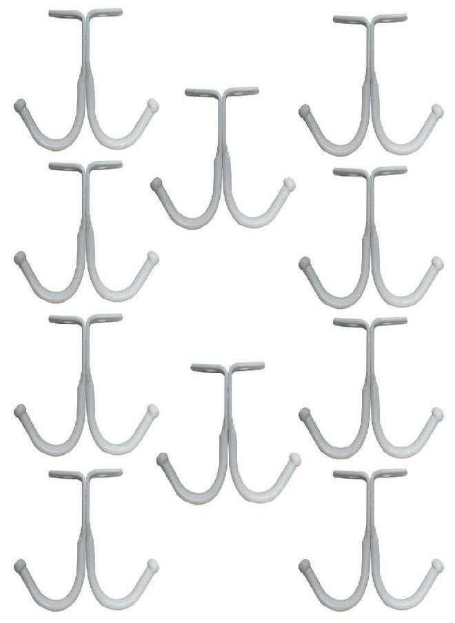 haowei Double Prong Ceiling Hook,WhaGaay 10 Pcs Towel/Robe/Coat Clothes Hook for Closet Top Bathroom Kitchen Cabinet Garage (White)