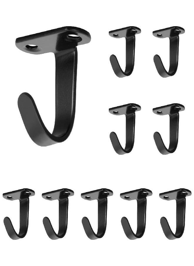 NearMoon Stainless Steel Screw Mounted Ceiling Hooks, Under-Shelf Towel/Robe Clothes Hook Heavy Duty Coat Hook Hanger for Bathroom Kitchen Cabinet Garage, 10 Pack (Matte Black)