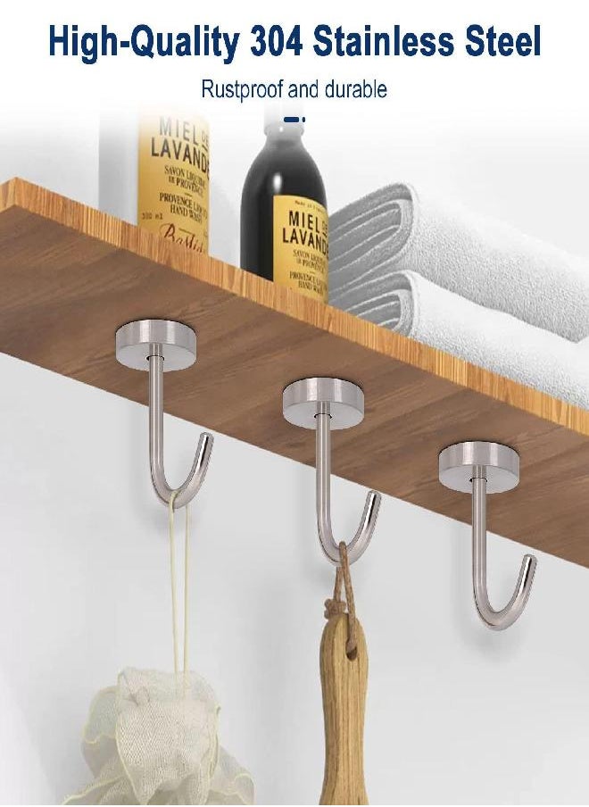 NearMoon Coat Hooks-Bath Towel Hangers, Wall Hooks for Hanging Hat Hurse Robe, 304 Stainless Steel Heavy Duty Garage Hooks for Bathroom Livingroom Kitchen-Ceiling Hook, 6 Pack (2 Inch, Brushed Nickel)