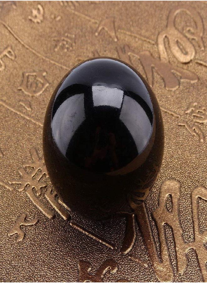 Hztyyier Natural Crystal Ball, Black Obsidian Crystal Ball Decorative Ball Fortune Telling Ball with Wooden Stand