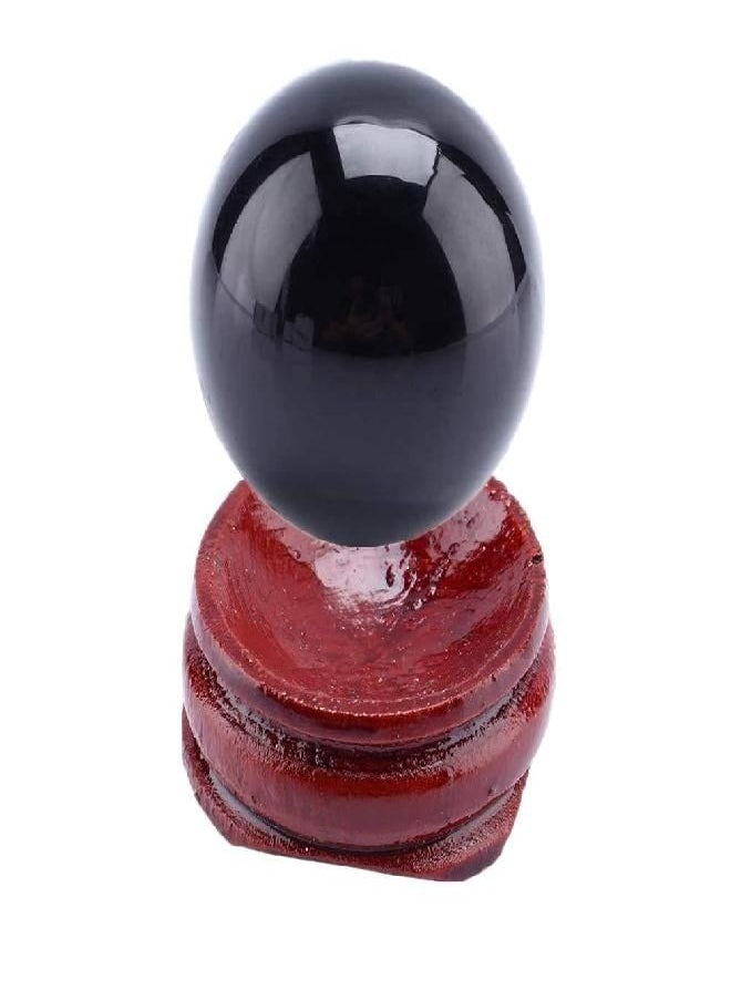 Hztyyier Natural Crystal Ball, Black Obsidian Crystal Ball Decorative Ball Fortune Telling Ball with Wooden Stand