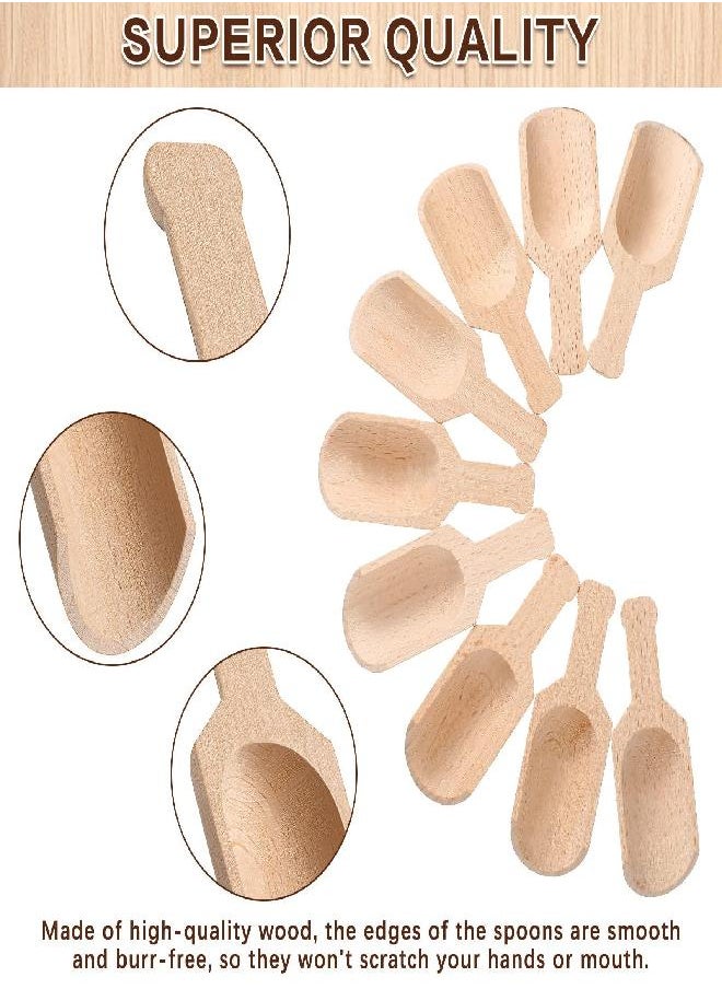 12 Pieces Mini Wooden Scoops for Canisters Small Bath Salt Scoops Mini Wood Coffee Spoon Washing Powder Scoops for Spices Tea Beans Sugar Scrubs Bath Salts Cooking 1.2 x 3.2 Inches