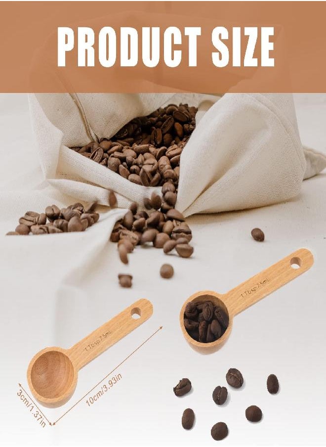 4pcs 7.5ml Wood Coffee Scoops, Coffee Spoon in Beech Wooden Measuring Spoons Set Ground Coffee Scoop 1/2 Tablespoon for Measuring Ground Beans Tea Home Kitchen Accessories