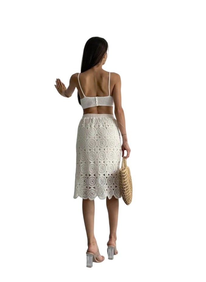 Raw Lace Side Pocket Skirt