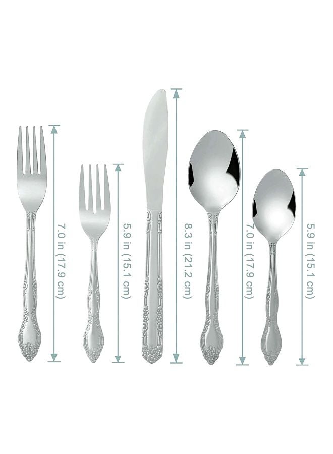 20-Piece Flora Stainless Steel Flatware Set silver 21inch