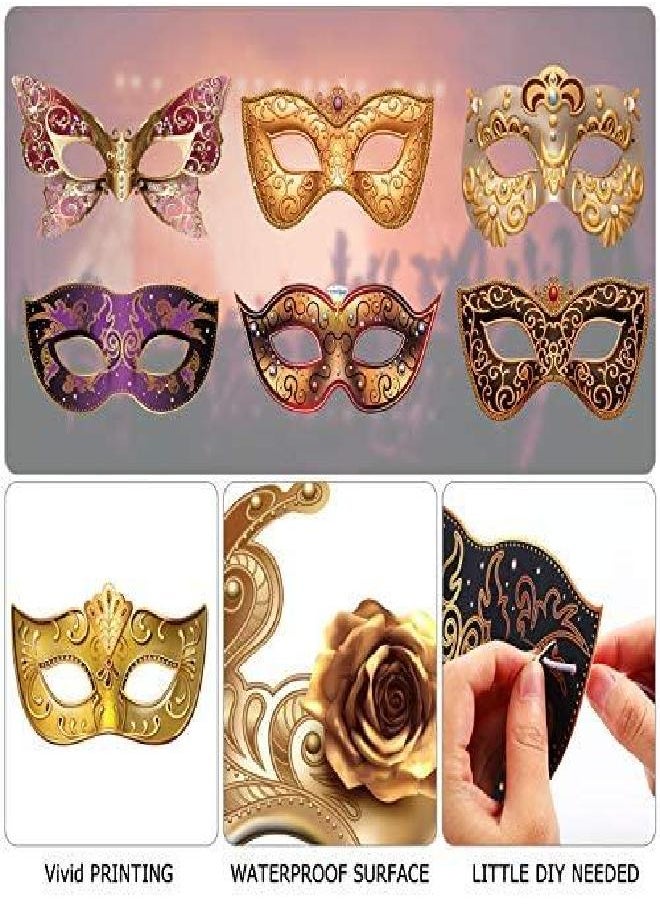 Blulu 12 Pcs Mardi Gras Masquerade Mask Paper Masquerade Masks Carnival Prom Venetian Masks Half Retro Masquerade Mask Mardi Gras Christmas Costume Fancy Dress Party Supplies(Stylish Style)