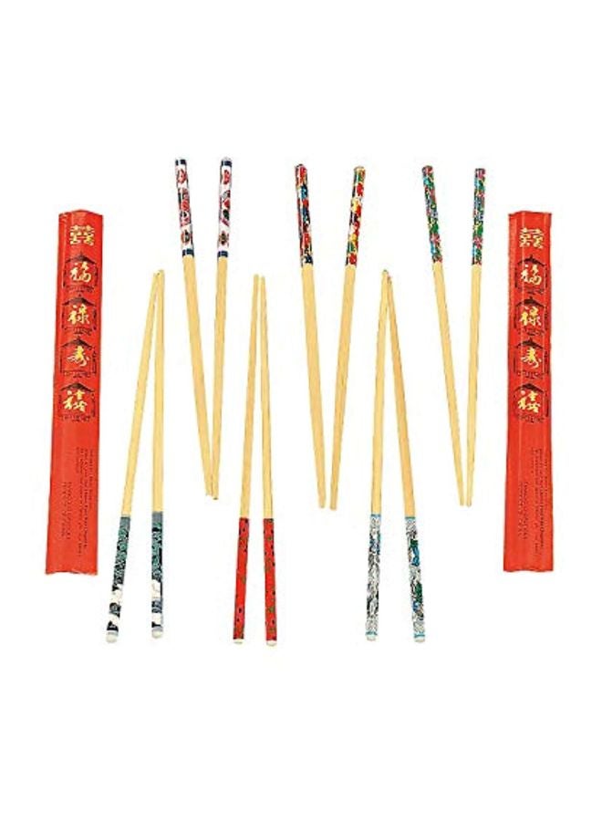 12-Piece Decorative Chopstick Beige/Red 8x6x2inch