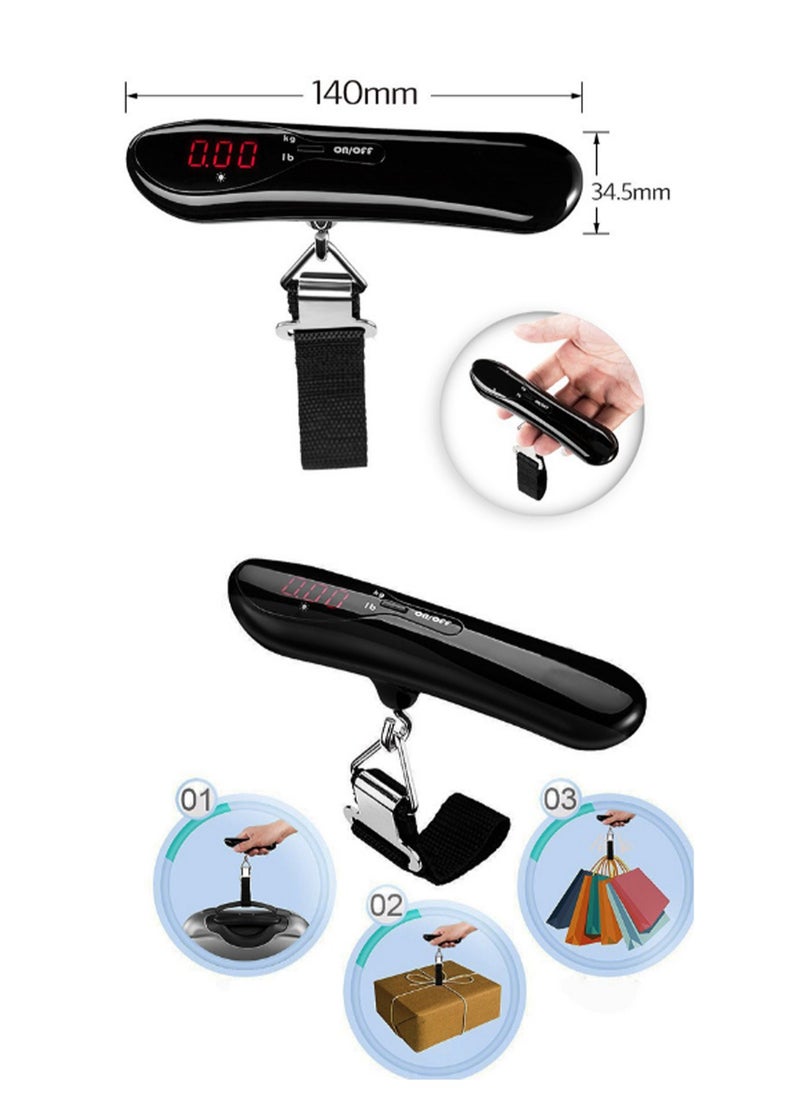 Black Ribbon Lcd Display Portable Pocket Digital Luggage Scale, Arc Handheld Weight Scale, Mini Electronic Scale