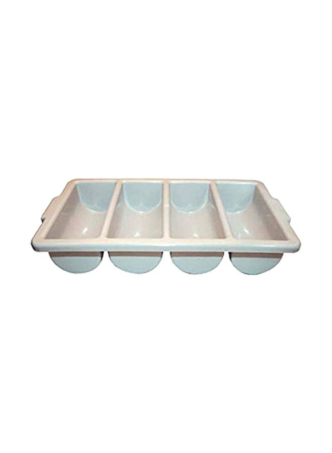 4-Compartment Cutlery Bin Beige/Blue 21.26x12.8x4.13inch