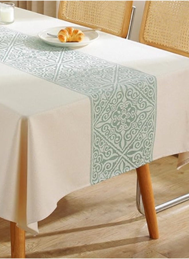 Waterproof Tablecloth Anti-scalding Waterproof and Oil-proof for Rectangle Table Wrinkle Free Stain Resistant PVC Table Cover For Home Kitchen Dinning Tabletop 140 x 220Cm Big Flower Pattern - Green