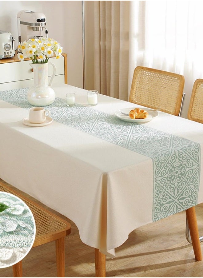 Waterproof Tablecloth Anti-scalding Waterproof and Oil-proof for Rectangle Table Wrinkle Free Stain Resistant PVC Table Cover For Home Kitchen Dinning Tabletop 140 x 220Cm Big Flower Pattern - Green