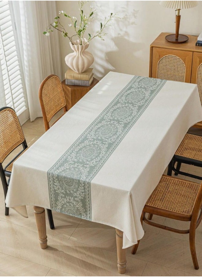 Waterproof Tablecloth Anti-scalding Waterproof and Oil-proof for Rectangle Table Wrinkle Free Stain Resistant PVC Table Cover For Home Kitchen Dinning Tabletop 140 x 200Cm Wreath Pattern - Green