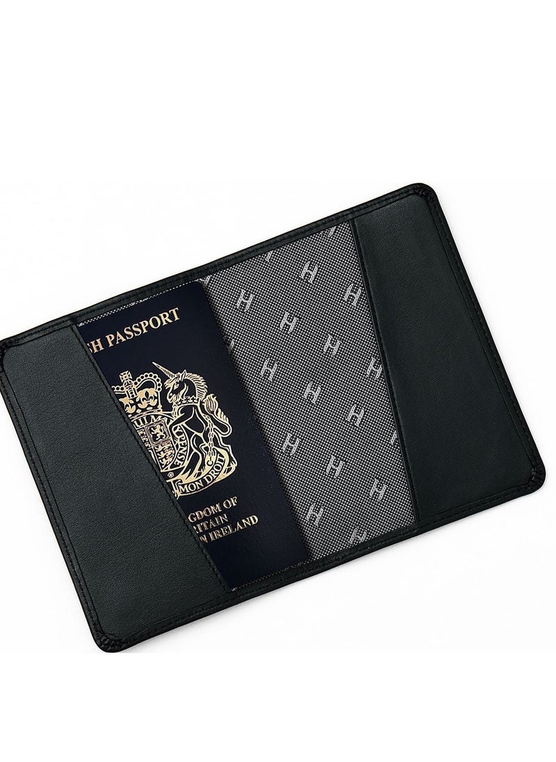 HELMBROOK London Milton Unisex Handmade Leather RFID Protected Passport Holder - Black