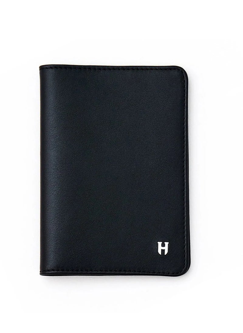 HELMBROOK London Milton Unisex Handmade Leather RFID Protected Passport Holder - Black