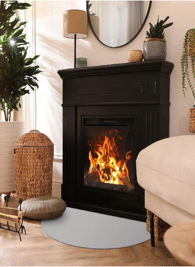 FLASLD Fireproof Fireplace Mat 24×42Inch Half Round Hearth Rug Protects Floors from Sparks Embers, Gray