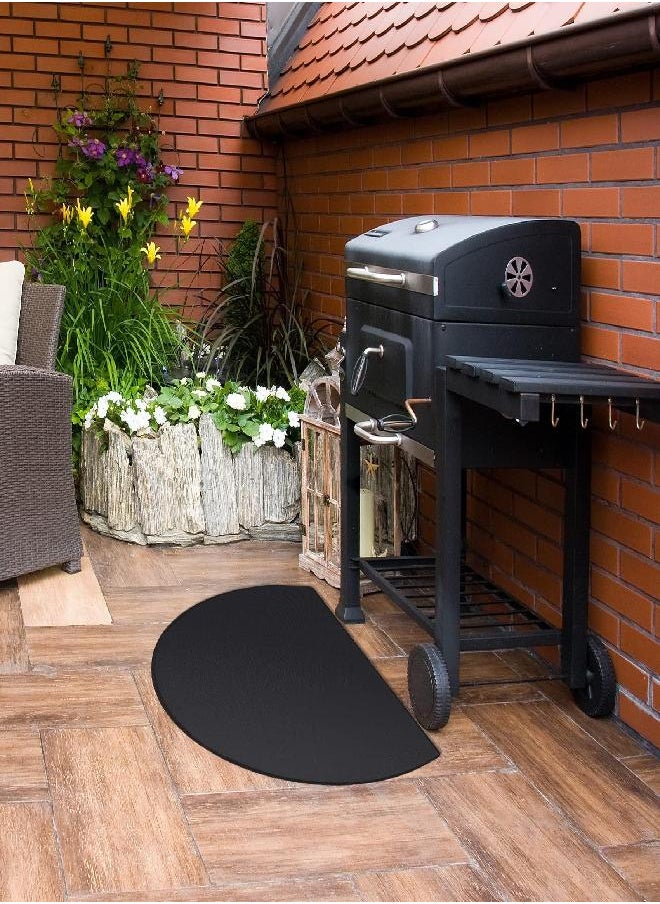 FLASLD Fireproof Fireplace Mat & Under Grill Mat 24×42Inch Half Round Hearth Rug Protects Floors, Decks and Patios from Sparks Embers, Black