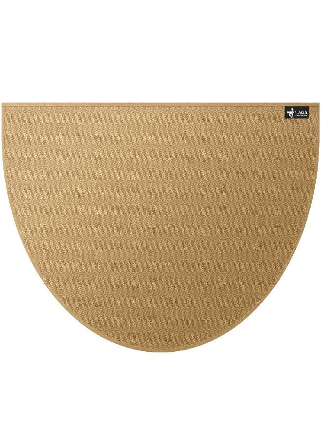 FLASLD Fireproof Fireplace Mat 32×60Inch Waterproof Under Grill Mat Half Round Hearth Rug Protects Floors from Sparks Embers, Brown