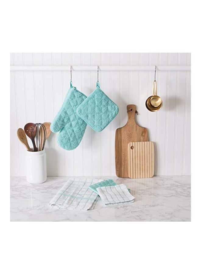 3-Piece Pot Holders Set Aqua/Grey 7 x 7 x 0.2inch