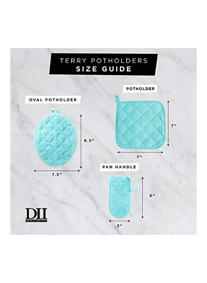 3-Piece Pot Holders Set Aqua/Grey 7 x 7 x 0.2inch