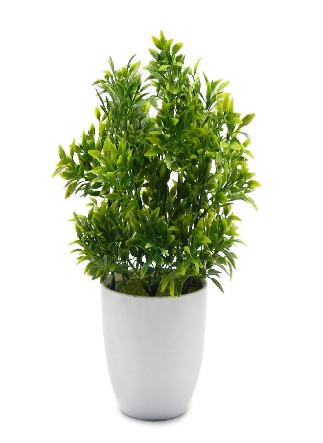 OFFIDIX Potted Artificial Plastic Plants,Mini Faux Plant with White Pots Plant Decorations Indoor Fake Desk Plant for Home and Office Desktop Decor