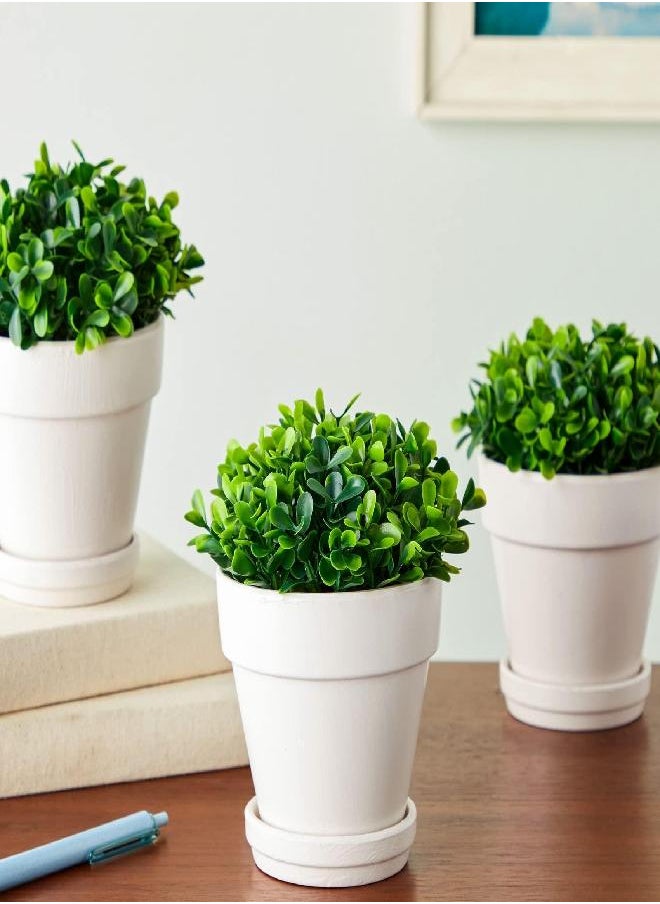 Juvale 3 Pack Mini Artificial Potted Fake Plants for Home Decor, Indoor Small Faux Topiaries for Room, Office Desk, Bathroom Greenery Decoration