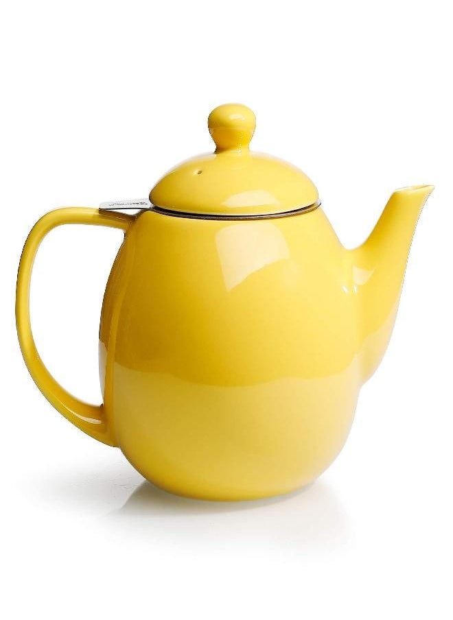 Sweese 221.105 Teapot, Porcelain Tea Pot with Stainless Steel Infuser, Blooming & Loose Leaf Teapot - 27 ounce, Yellow