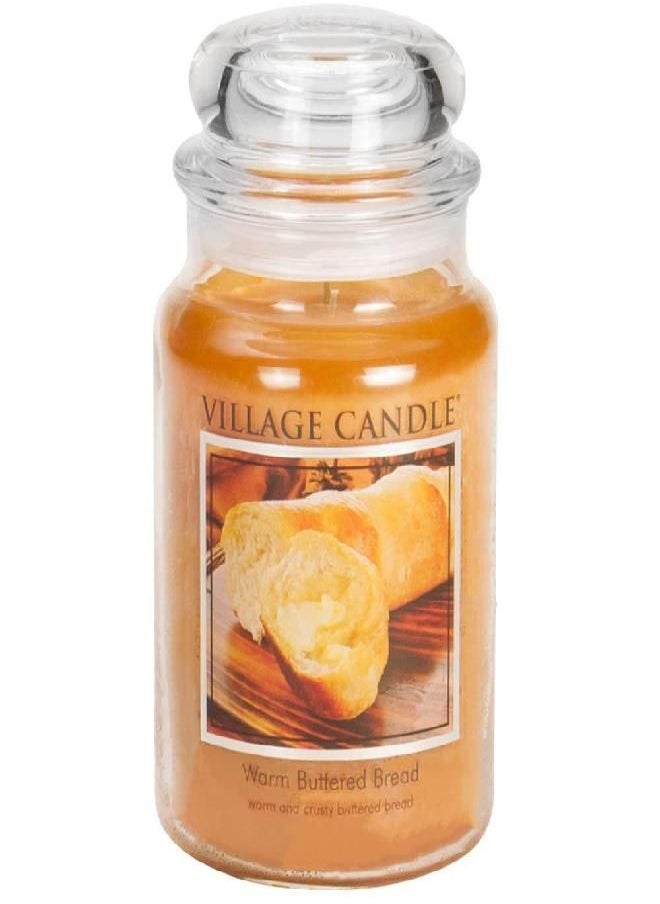 Village Candle Warm Buttered Bread Large Glass Apothecary Jar Scented Candle, 21.25 oz, Brown