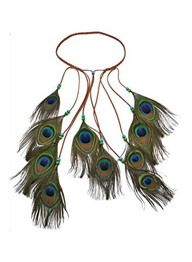 Peacock Feather Headband Green/Blue/Brown