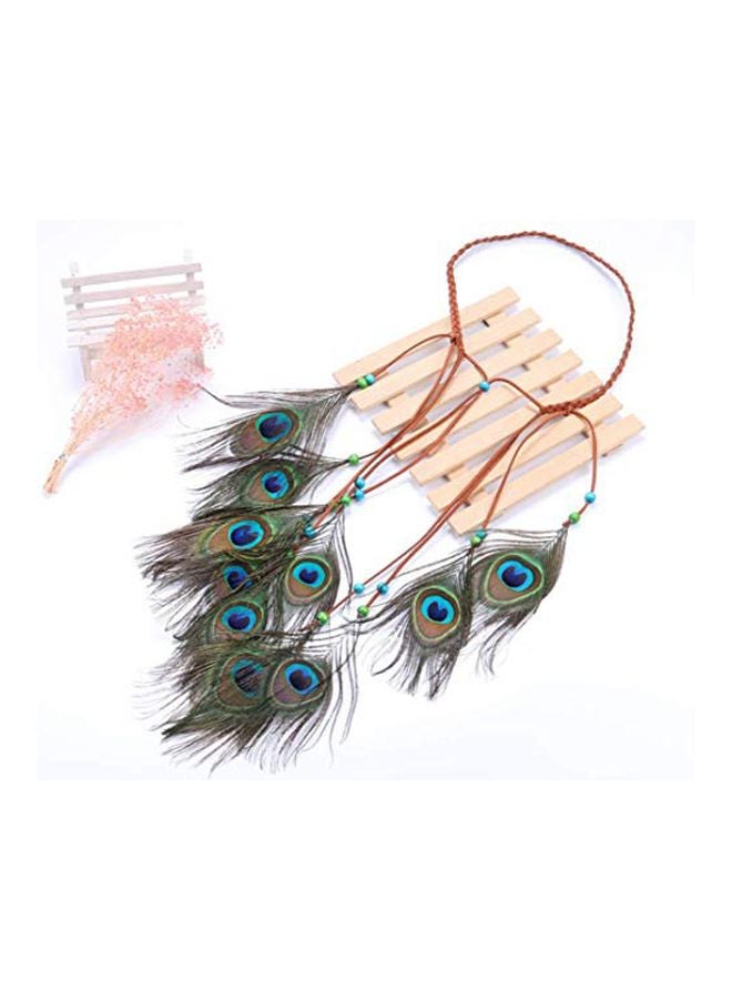 Peacock Feather Headband Green/Blue/Brown