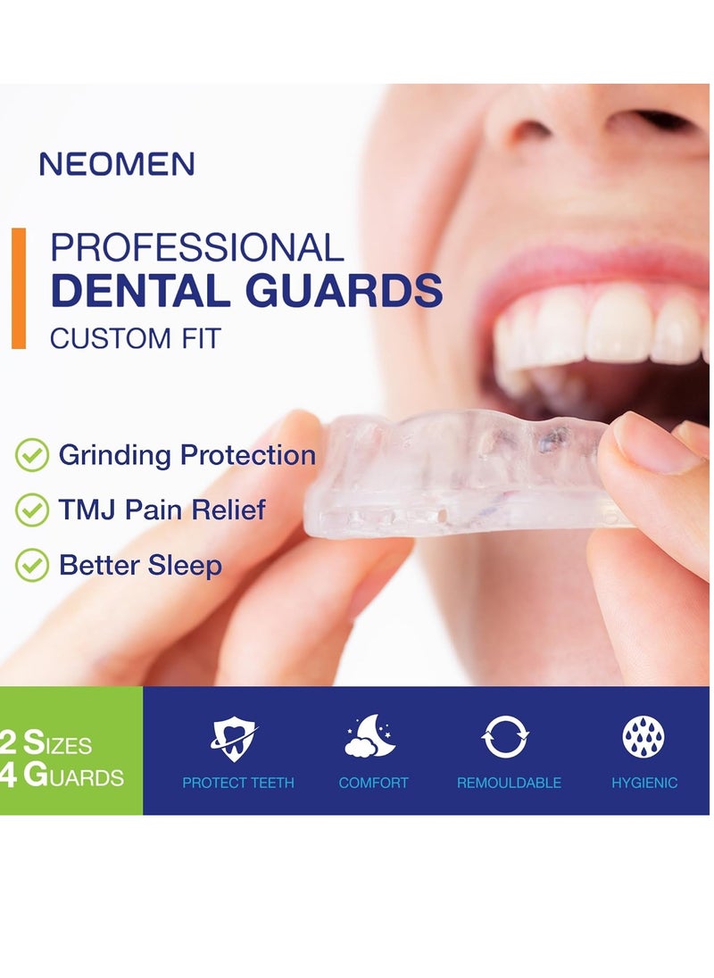 Mouth Guard for Teeth Grinding at Night: Moldable Custom Dental Guard for Sleeping - Nighttime Protection for Teeth 4 Packs