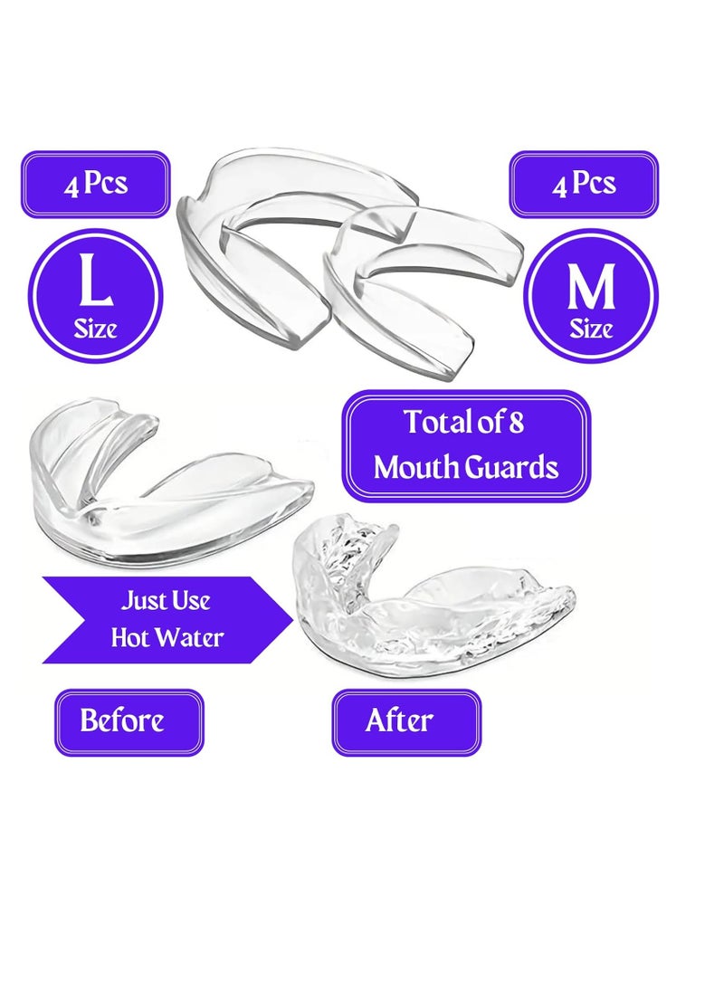 Anti Grinding Teeth at Night Guards (2) Sizes (8-Pack) and 2 Travel Cases Trimmable Design Custom Fit Mouth Guard for Grinding Teeth at Night Guards for Teeth Grinding Mouth Guard for Teeth Clenching