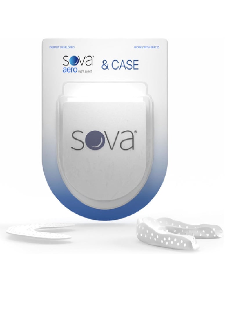 SOVA Aero Night Guard with Case - 1.6mm Thin - Custom-Molded Fit - Protects Against Nighttime Teeth Grinding & Clenching - Odor & Taste Free - Remoldable Up to 20 Times - Non Toxic