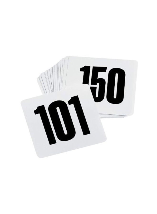 25-Piece 101-150 Plastic Number Card Set Black 4x4inch