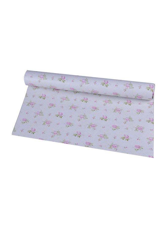 Rose Printed Shelf Liner White/Pink/Green 300x45cm