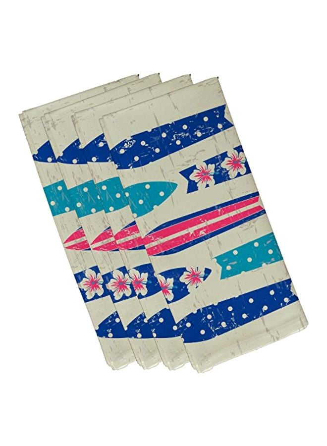 4-Piece Geometric Printed Napkin Set Blue/Pink/Beige 19x19inch