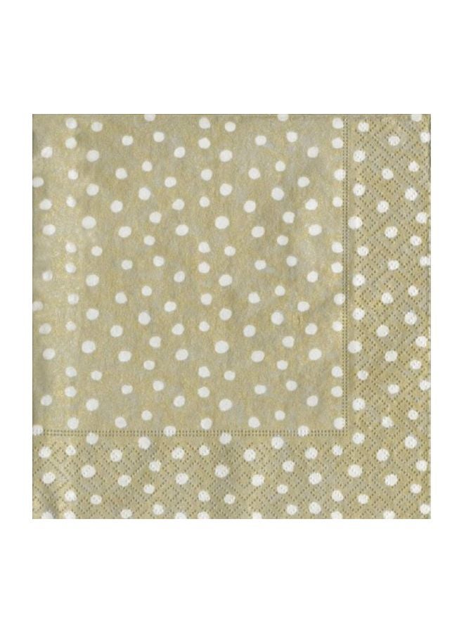 Pack Of 20 Caspari Dots Printed Napkin Beige/White 13x13inch