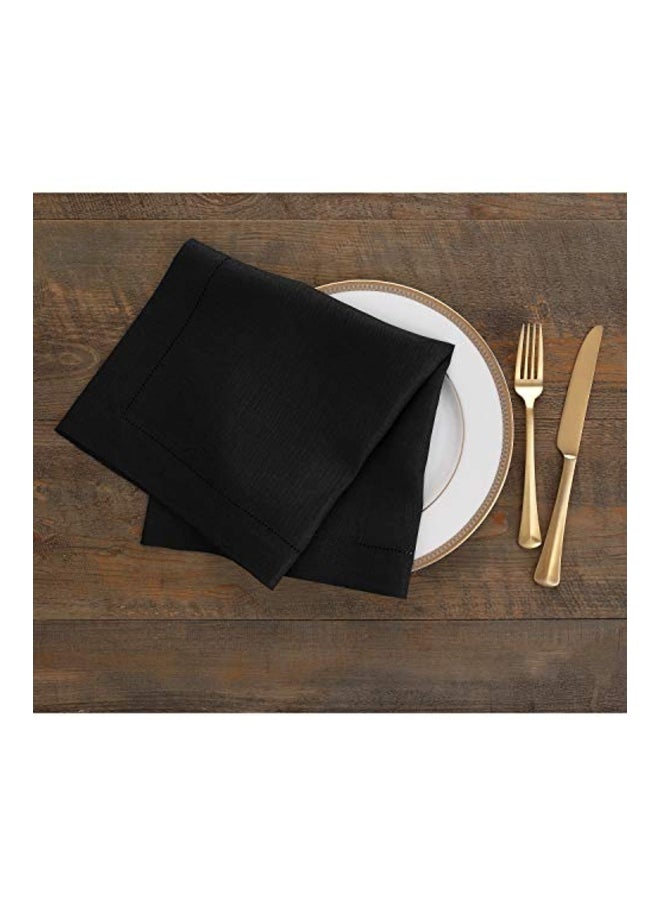 4-Piece Hemstitch Linen Napkins Black 20x20inch