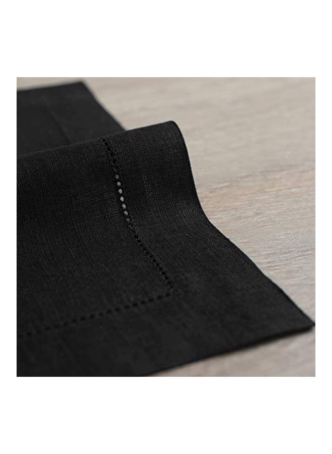 4-Piece Hemstitch Linen Napkins Black 20x20inch