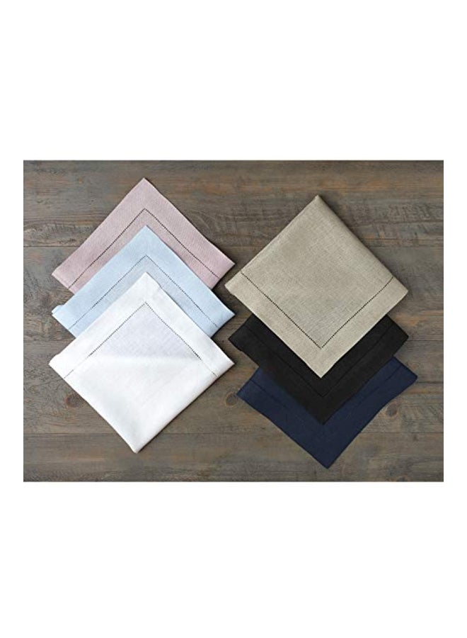 4-Piece Hemstitch Linen Napkins Black 20x20inch