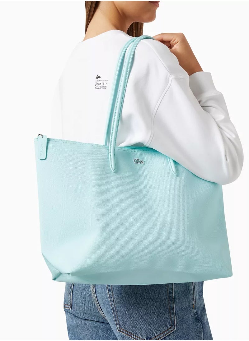 Lacoste large capacity zippered handbag, shoulder bag, mint green