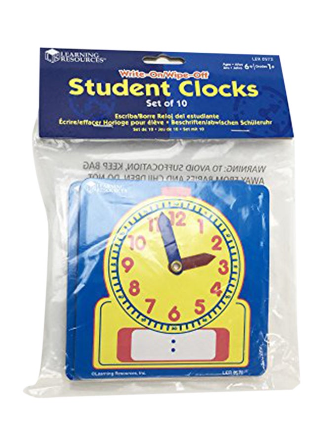 10-Piece Learning Resources Write And Wipe Student Clock Set LER0572