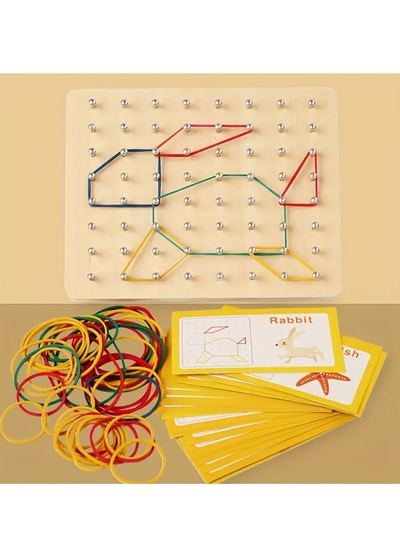 84 in 1 Montessori Geometry Math Teaching Aids For Children, Shape Pegboard Puzzle Game, Early Childhood Educational Wooden Toys