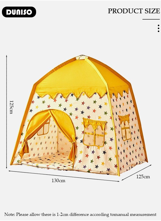 Play Tent for Kids, Washable Children's Tent with Windows, Foldable Kids Playhouse, Castle Tent, Portable Game Tent for Indoor and Outdoor, Outdoor Collapsible Tent for Girls & Boys